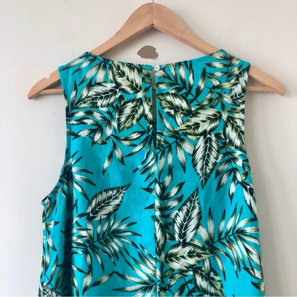 C&C California 100% Linen Palm Print Shift Pullover Sleeveless Dress Size Medium - Picture 5 of 8